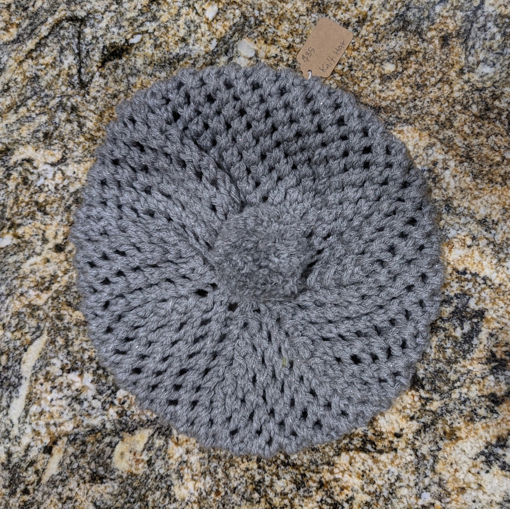 Grey knitted baret hat